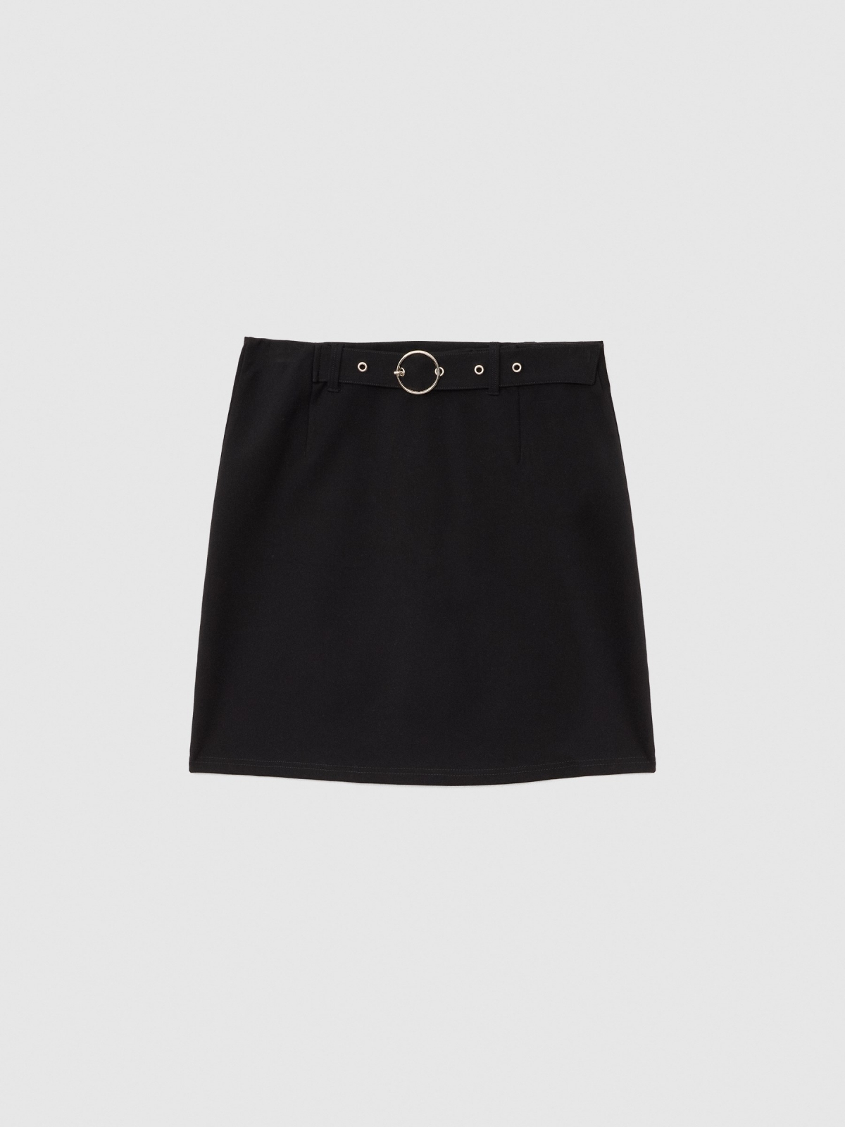  Falda mini slim negra con cinturón negro