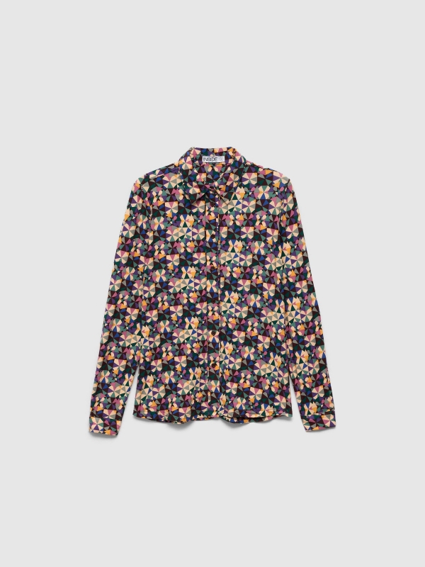 Long sleeve geometric print shirt